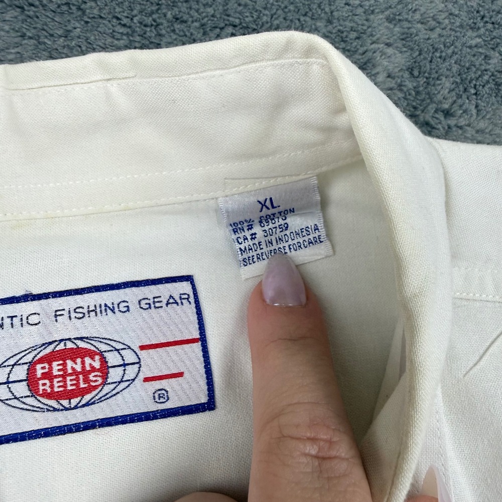 Penn Reels International Fishing Shirt Mens XL White Cotton Short Sleeve Marlin - Picture 4 of 7